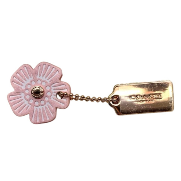 COACH Pink Gold Floral Bag Charm Hang Tag - Picture 1 of 3
